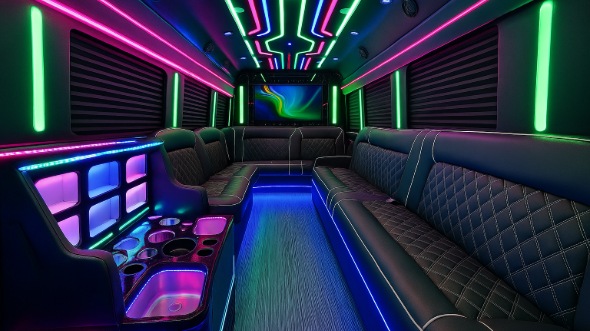 Interior of Appleton Party Bus Company's 20 Passenger Party Bus in Appleton