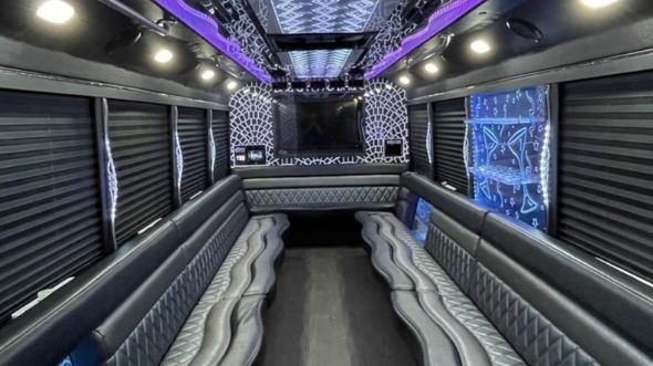 Interior of Green Bay Party Bus Company's 25 Passenger Party Bus in Green Bay