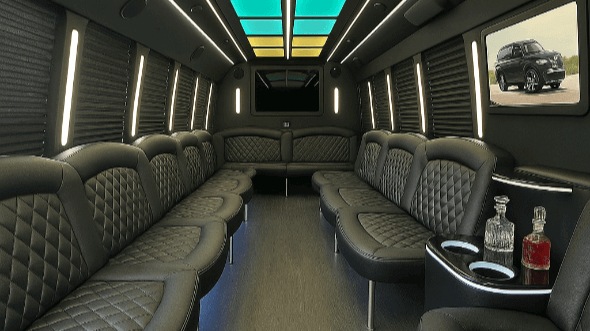 Interior of Eau Claire Party Bus Company's 28 Passenger Party Bus in Eau Claire