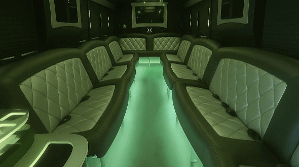 Interior of Oak Creek Party Bus Company's 28 Passenger Party Bus in Oak Creek