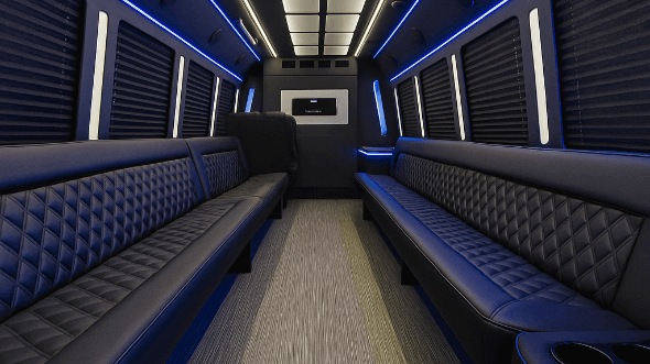 Interior of Madison Party Bus Company's 30 Passenger Party Bus in Madison