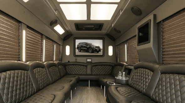 Interior of New Berlin Party Bus Company's 30 Passenger Party Bus in New Berlin