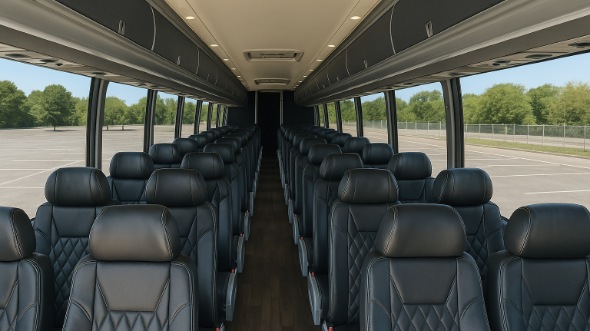 Interior of Wisconsin Party Bus Company's 45 Passenger Charter Bus in Wisconsin