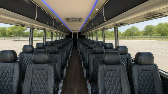 Interior of Wisconsin Party Bus Company's 46 Passenger Charter Bus in Wisconsin