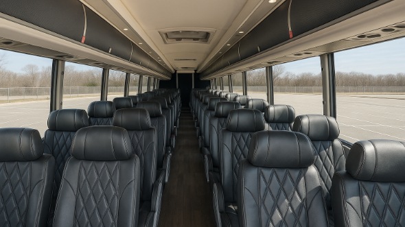 Interior of Wisconsin Party Bus Company's 47 Passenger Charter Bus in Wisconsin
