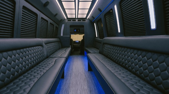 Interior of Oak Creek Party Bus Company's 50 Passenger Party Bus in Oak Creek
