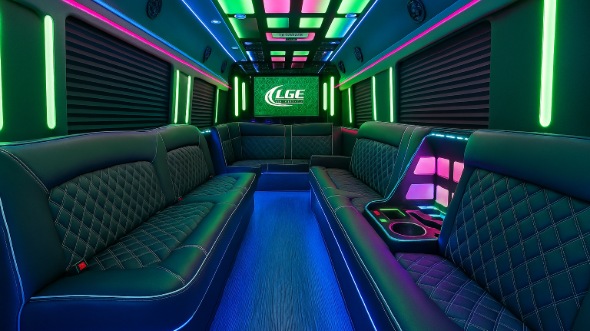Interior of Sun Prairie Party Bus Company's 50 Passenger Party Bus in Sun Prairie