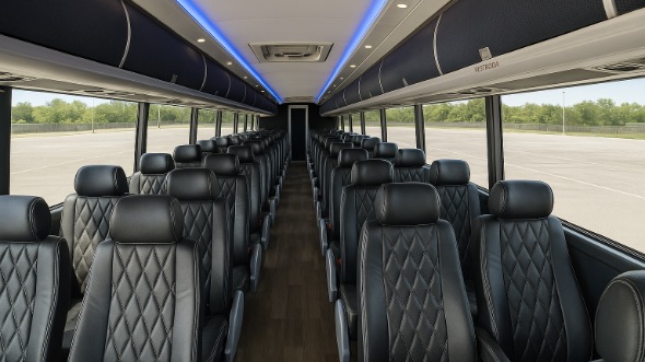 Interior of Wisconsin Party Bus Company's 55 Passenger Charter Bus in Wisconsin