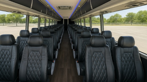 Interior of Wisconsin Party Bus Company's 56 Passenger Charter Bus in Wisconsin